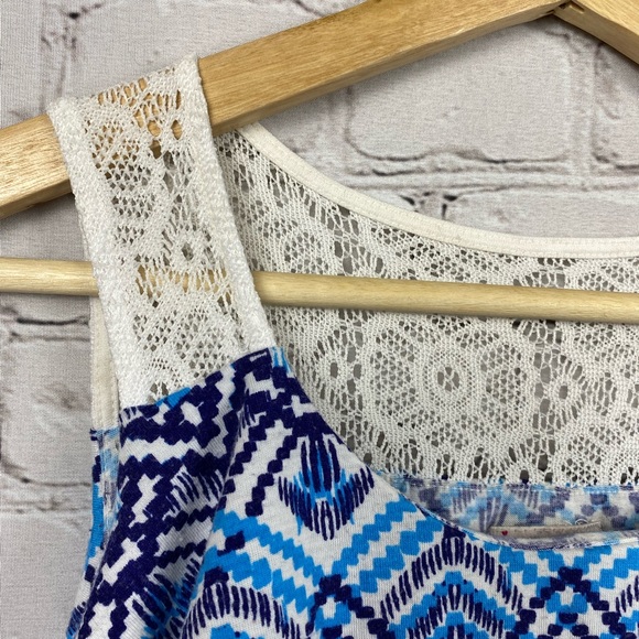 Emily West high low blue tribal summer dress • girls size 16 - Picture 4 of 6